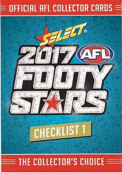 2017 Select Footy Stars #1 Checklist 1 Front